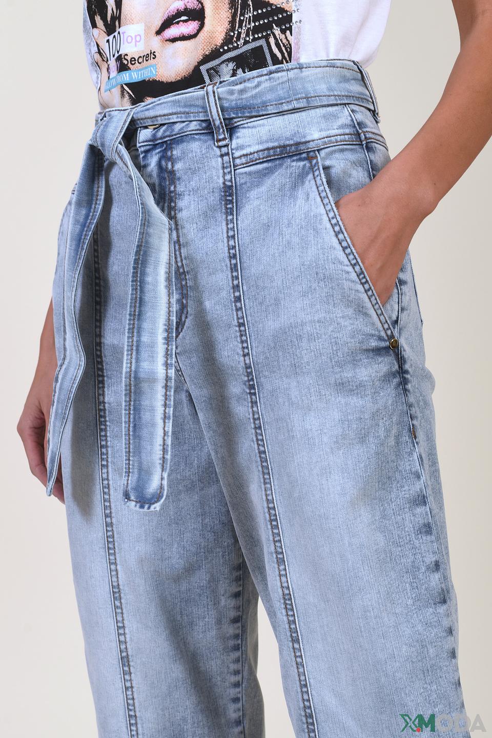 Брюки i Blues с поясом голубые