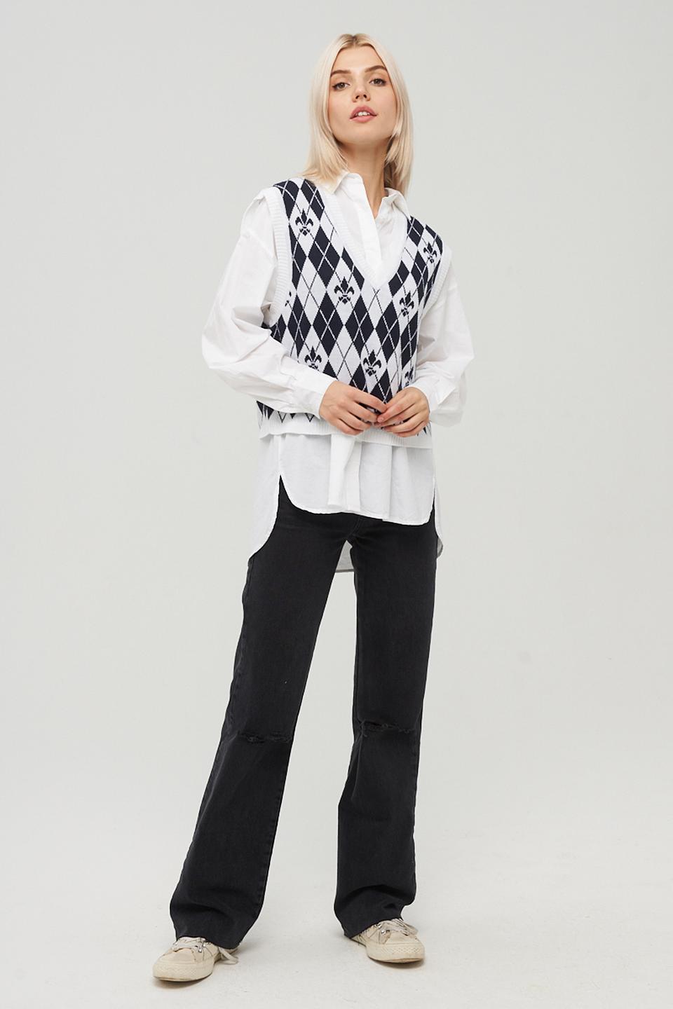 Жилет BE YOU в ромб чёрно-белый
