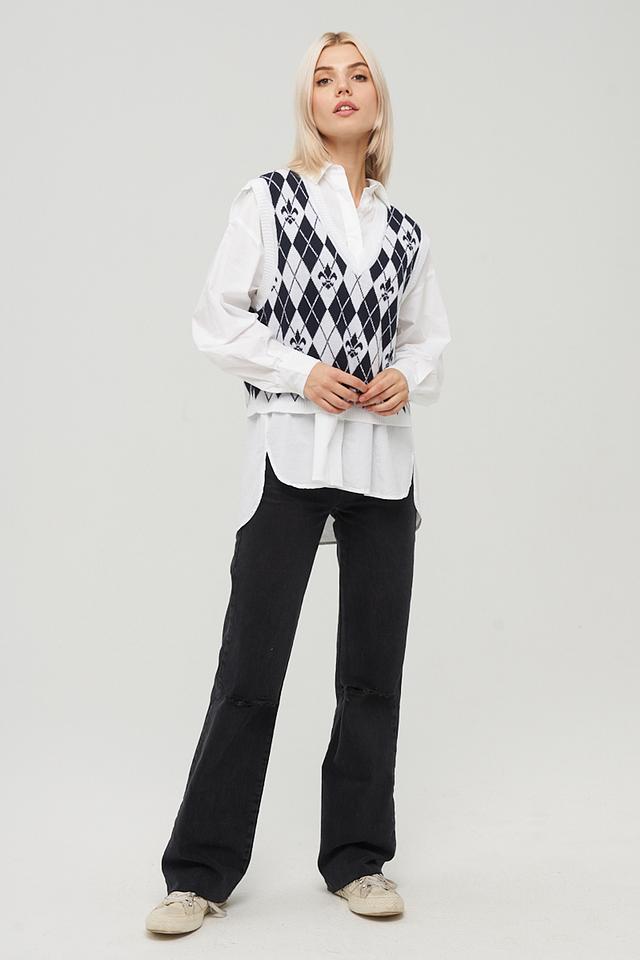 Жилет BE YOU в ромб чёрно-белый