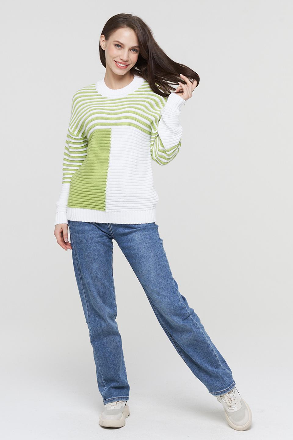 Джемпер BE YOU полосатый зелёный