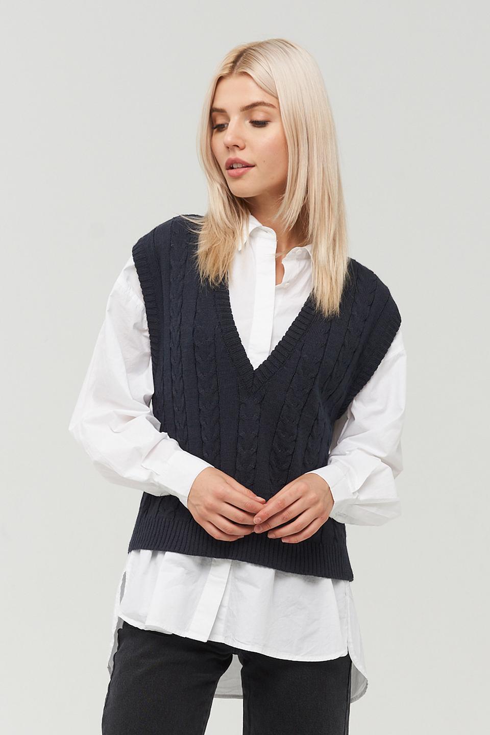 Жилет BE YOU вязаный тёмно-синий