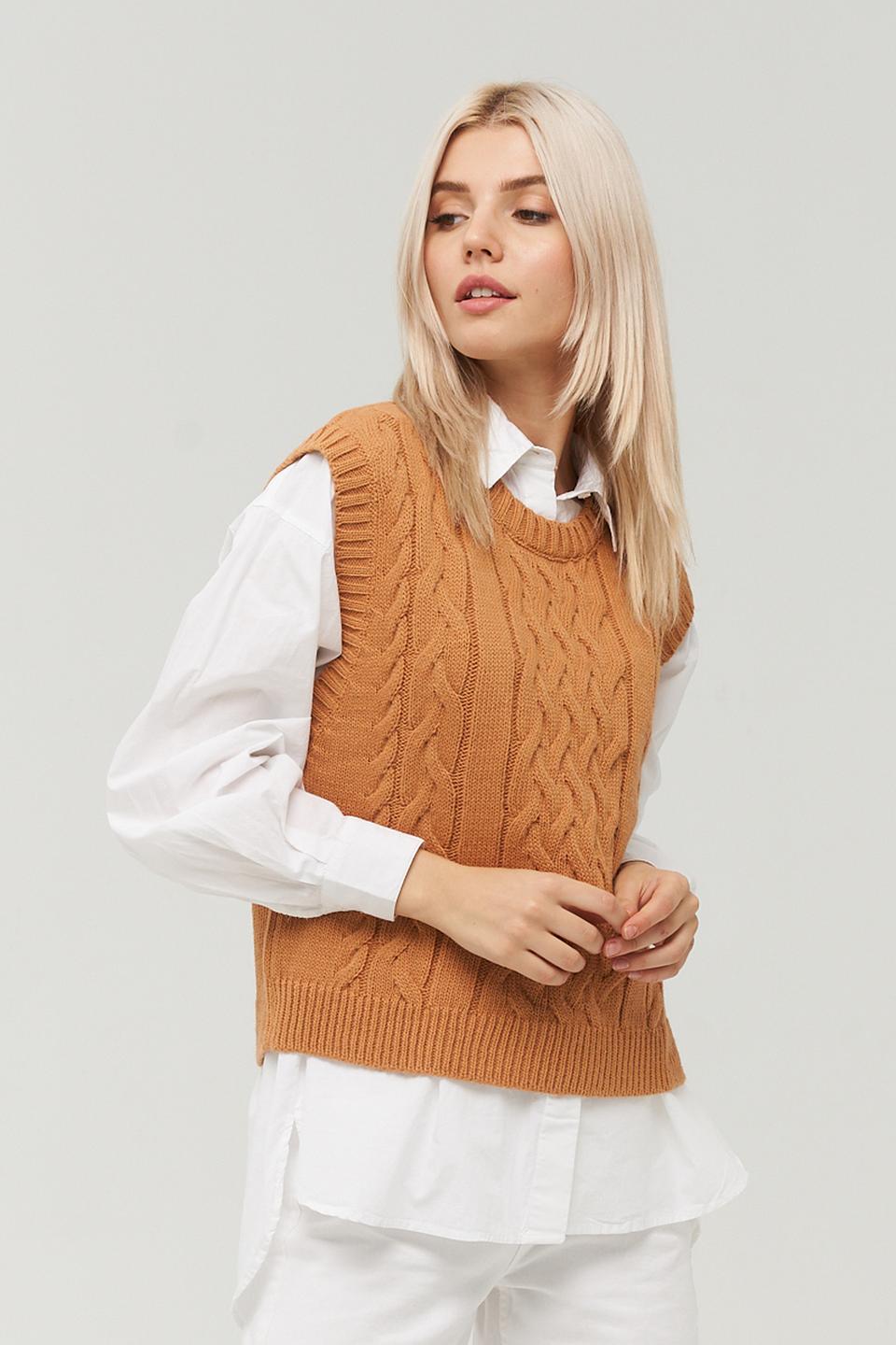 Жилет BE YOU вязаный горчичный