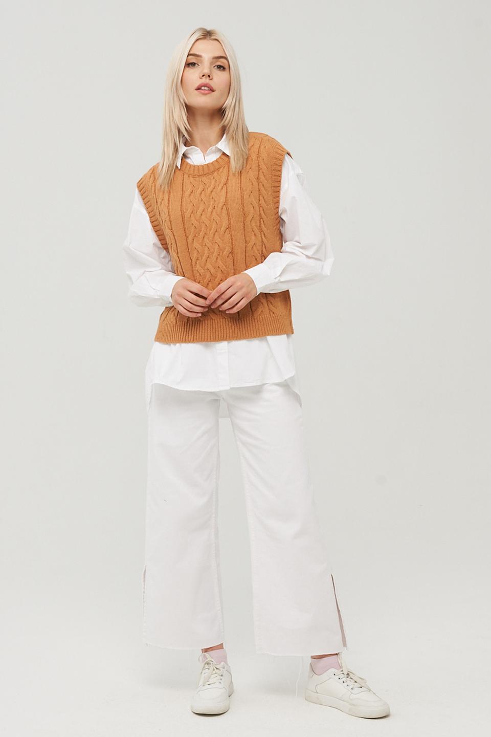 Жилет BE YOU вязаный горчичный