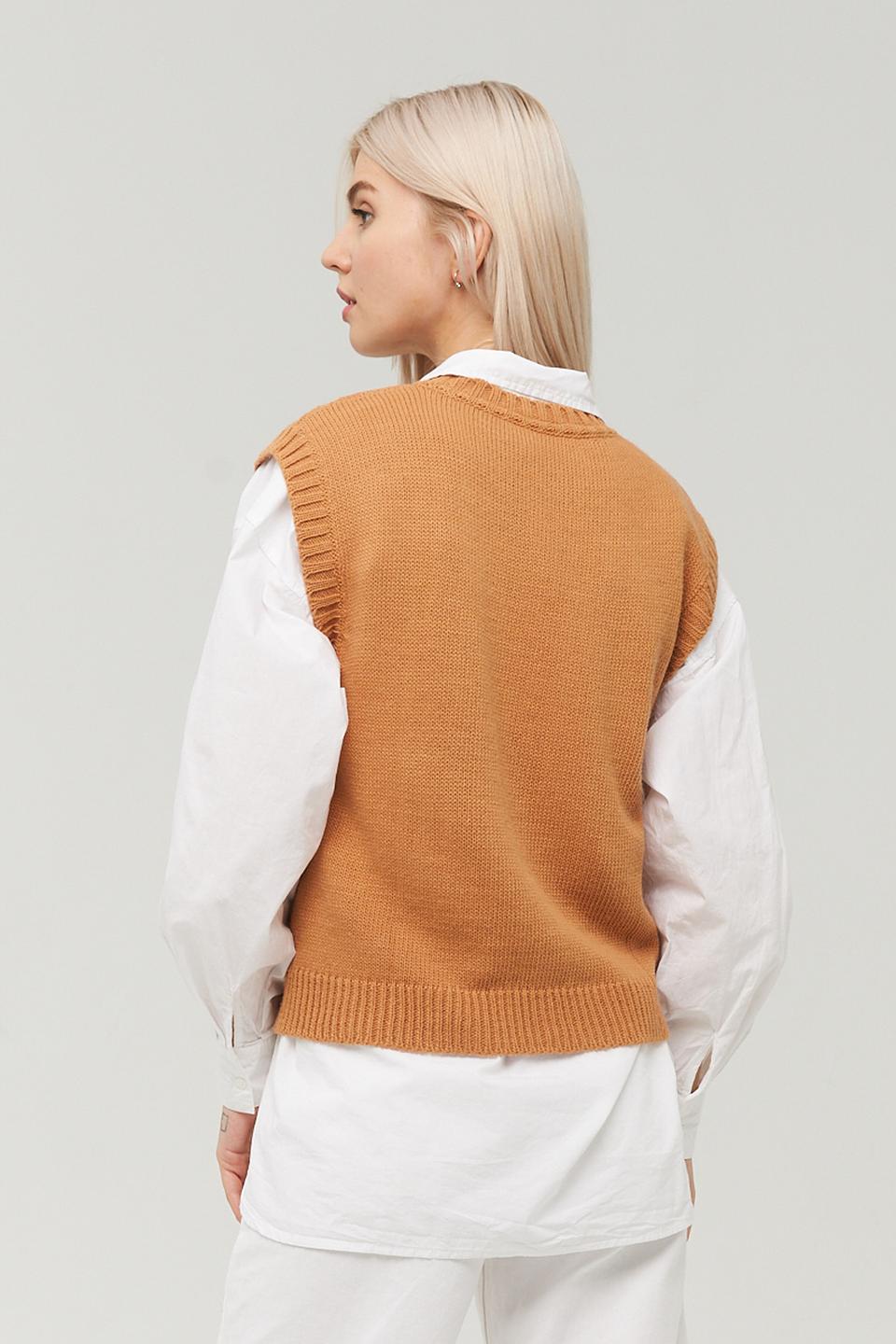 Жилет BE YOU вязаный горчичный