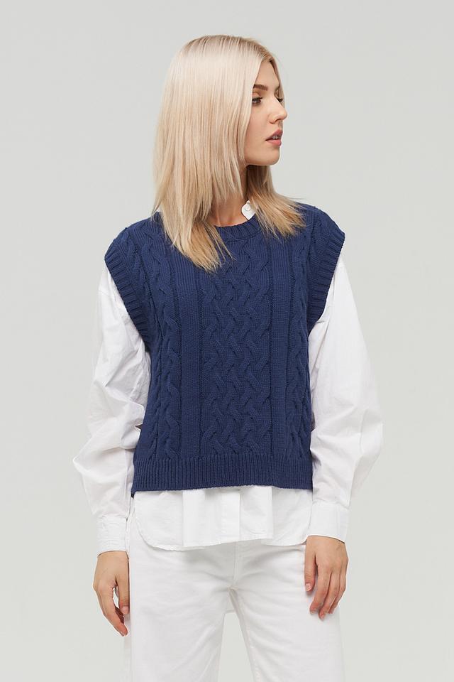 Жилет BE YOU вязаный синий