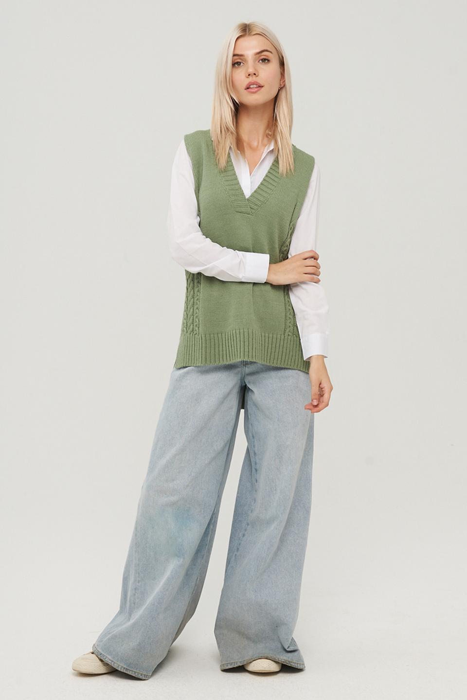 Жилет BE YOU вязаный оливковый