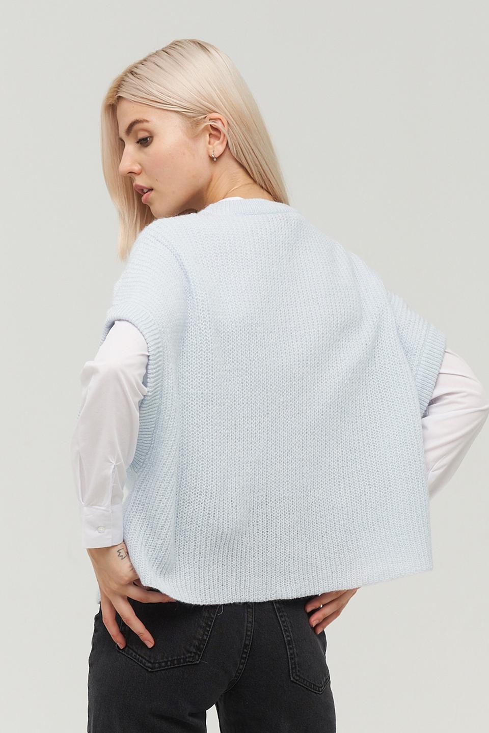 Жилет BE YOU вязаный голубой