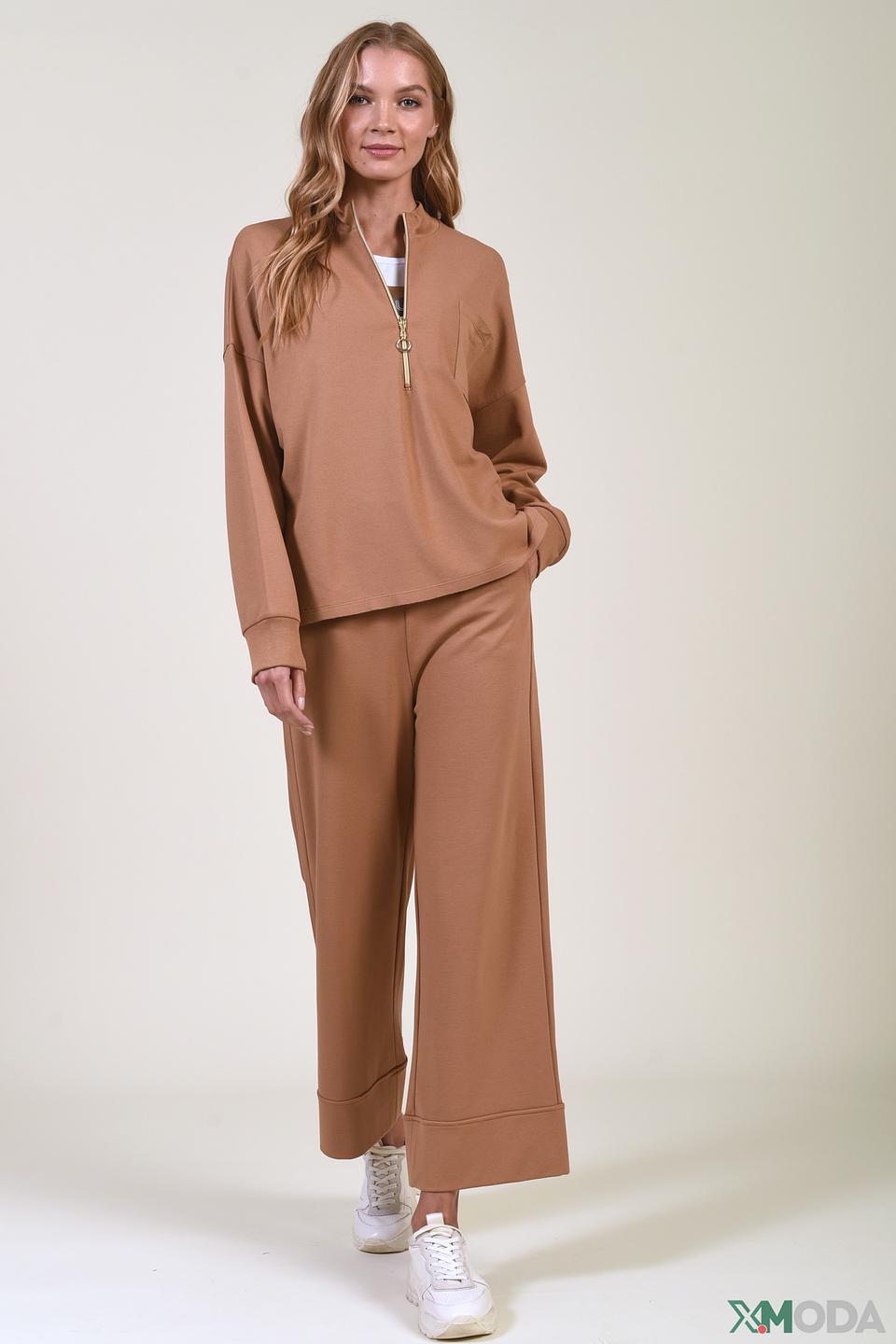 Пуловер Rich and Royal с молнией коричневый