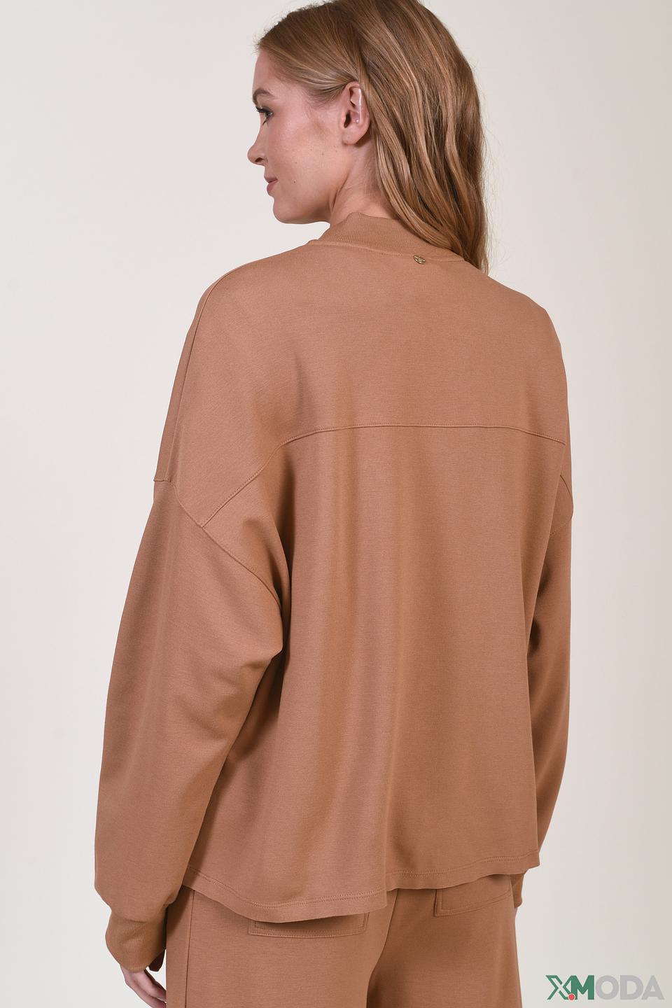 Пуловер Rich and Royal с молнией коричневый