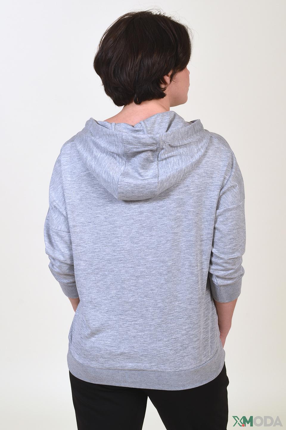 Пуловер Margittes с капюшоном серый меланж