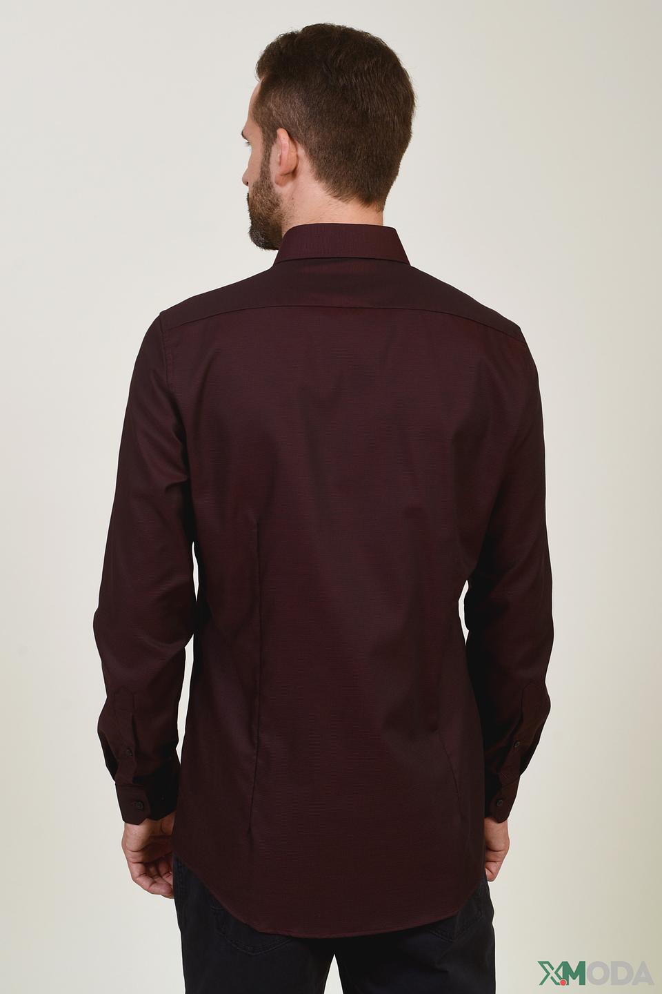 Рубашка Venti бордовая приталенная