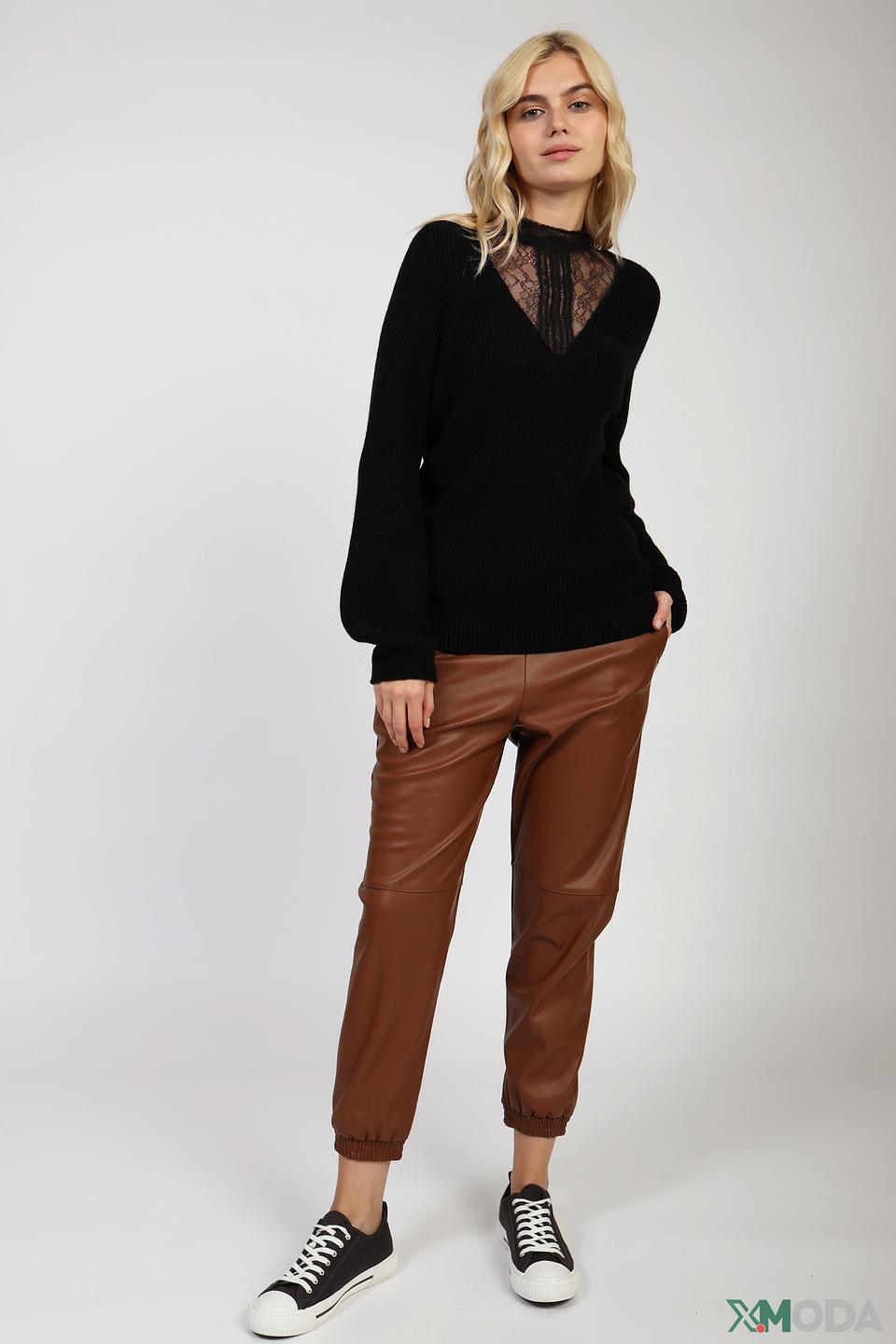 Пуловер Marc Cain с кружевом чёрный