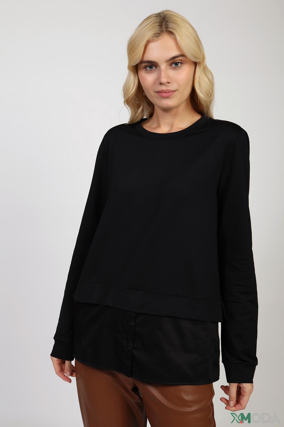 Джемпер Marc Cain с рубашечной вставкой, черный