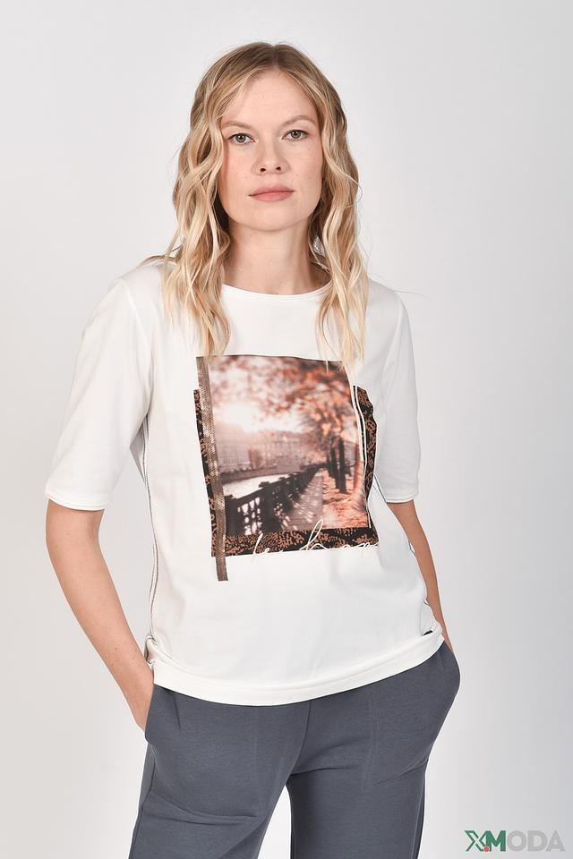 Футболка Lecomte с принтом белая