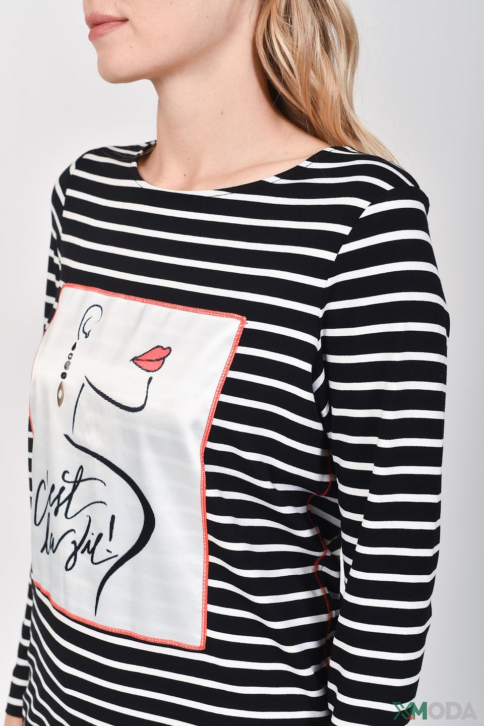 Лонгслив Bianca в полоску с принтом