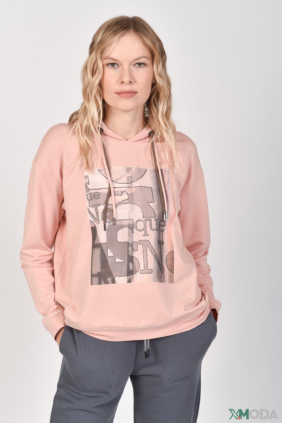 Пуловер Lecomte с капюшоном розовый