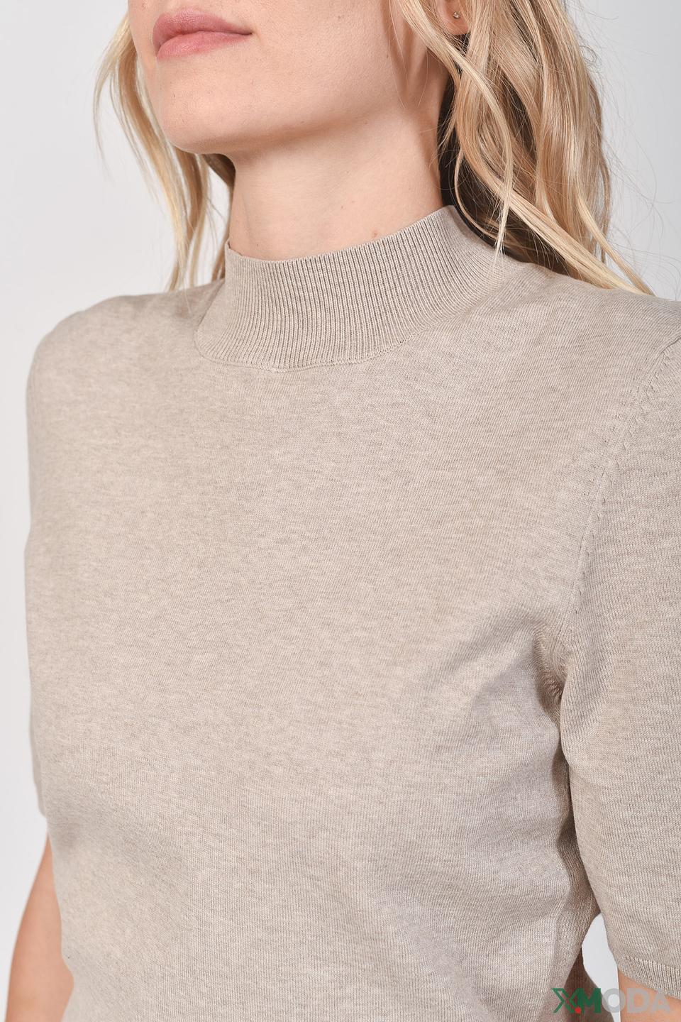 Пуловер Oui бежевый с 3/4 рукавом