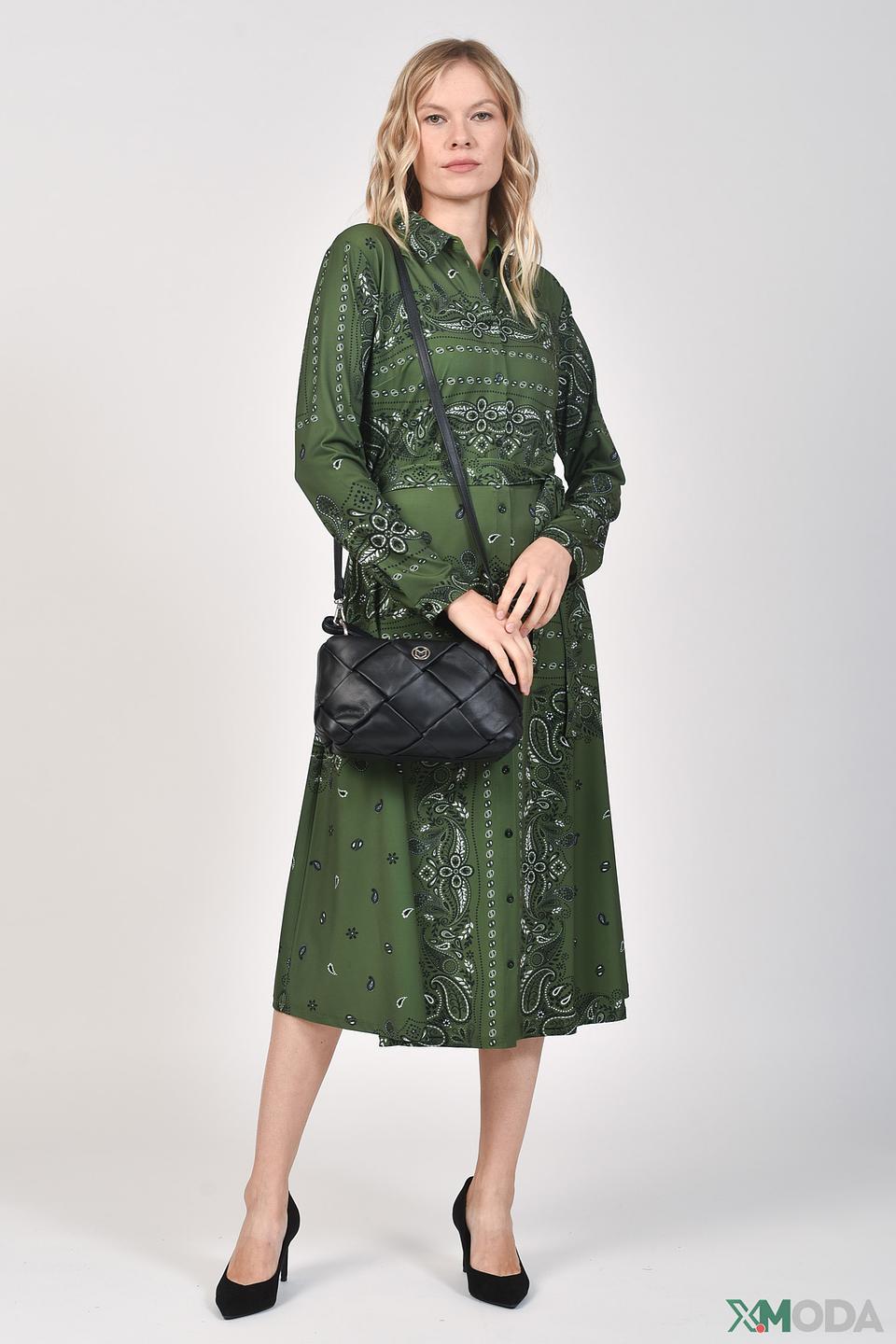 Платье Oui с принтом пейсли, зелёное