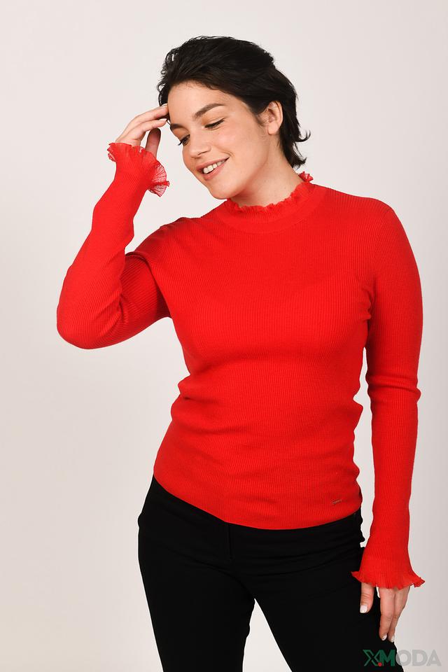 Пуловер Taifun красный с рюшами