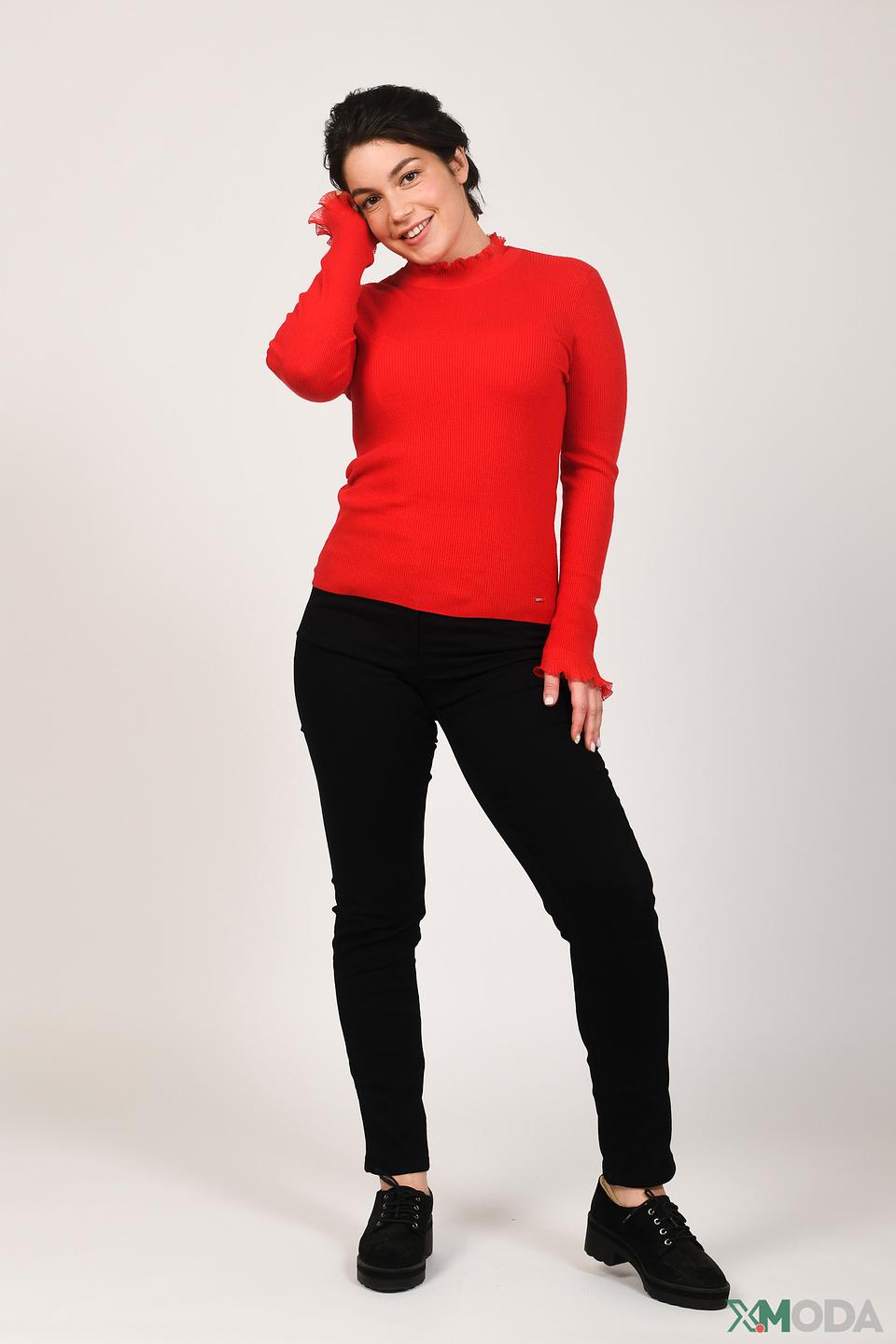 Пуловер Taifun красный с рюшами