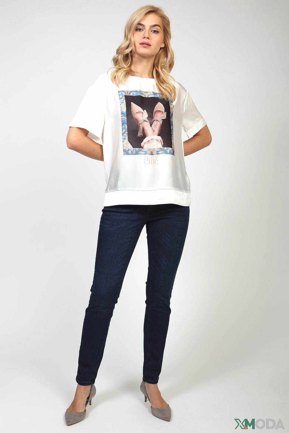 Джинсы с декором Oui тёмно-синие