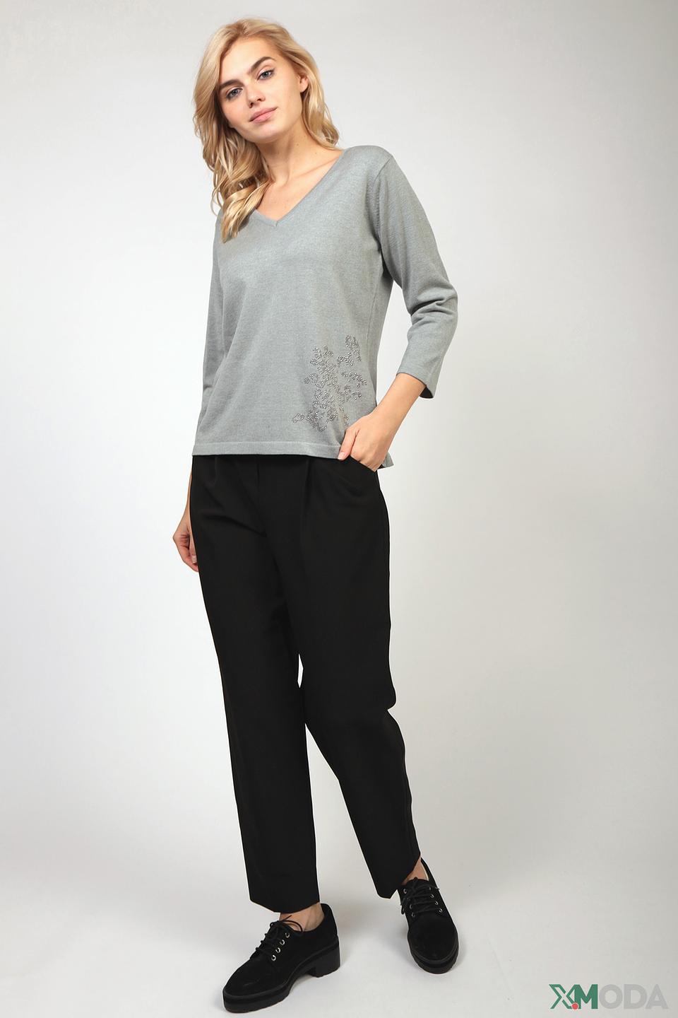 Пуловер Eugen Klein с вышивкой серый