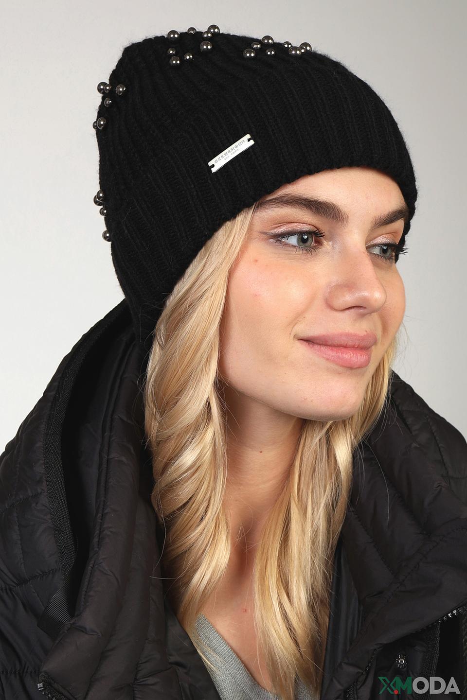 Шапка Seeberger с бусинами чёрная