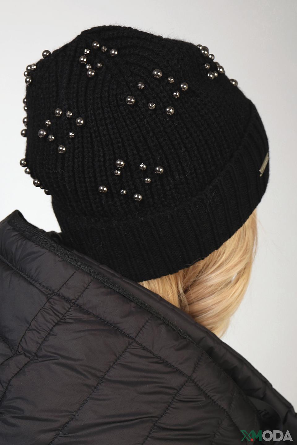 Шапка Seeberger с бусинами чёрная