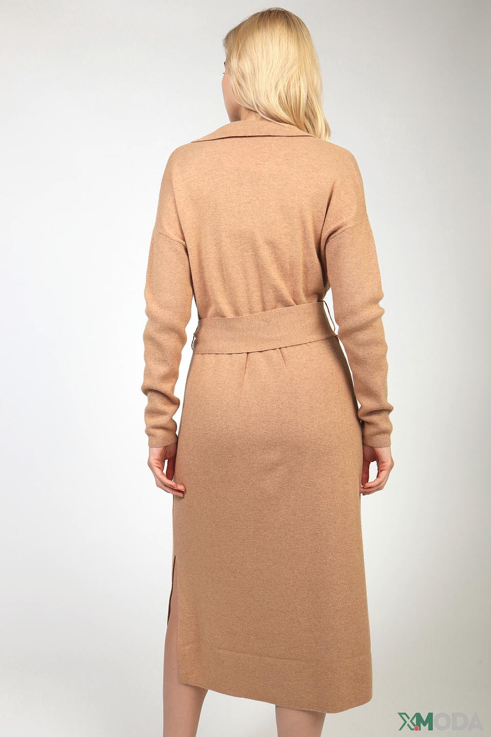 Платье Oui вязаное бежевое