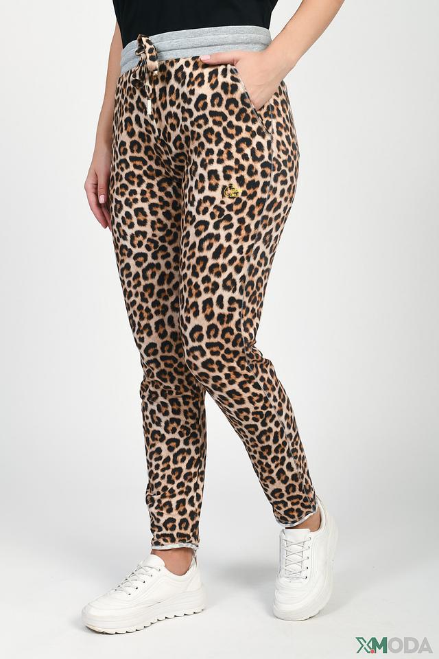 Брюки трикотажные Oui леопард