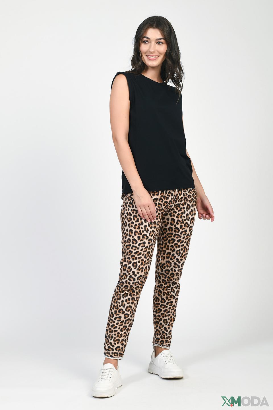 Брюки трикотажные Oui леопард