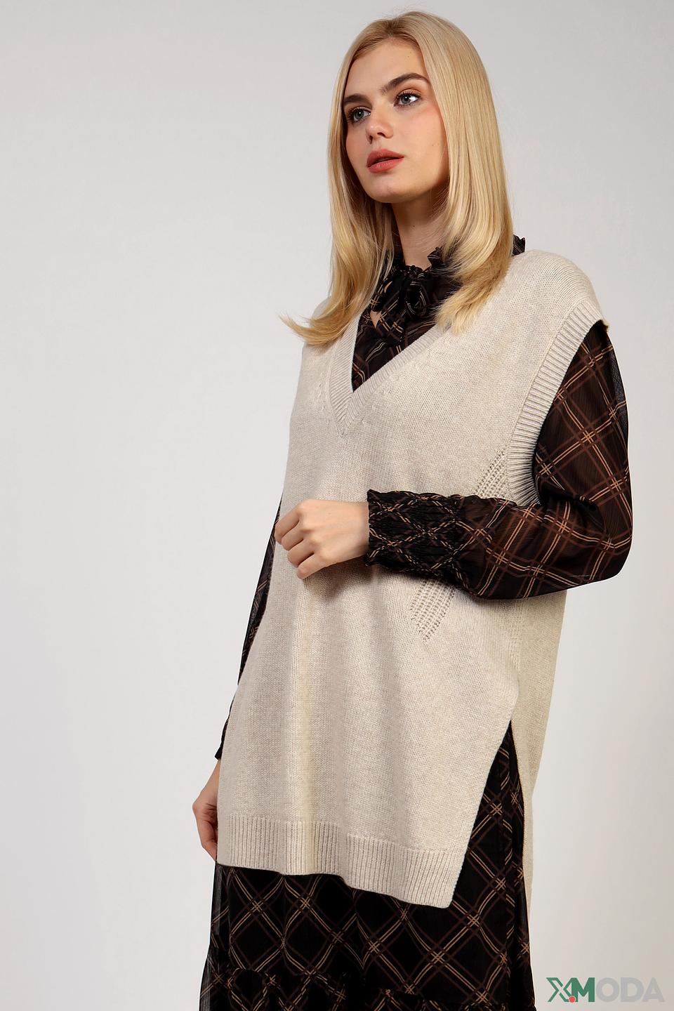 Жилет Oui бежевый вязаный