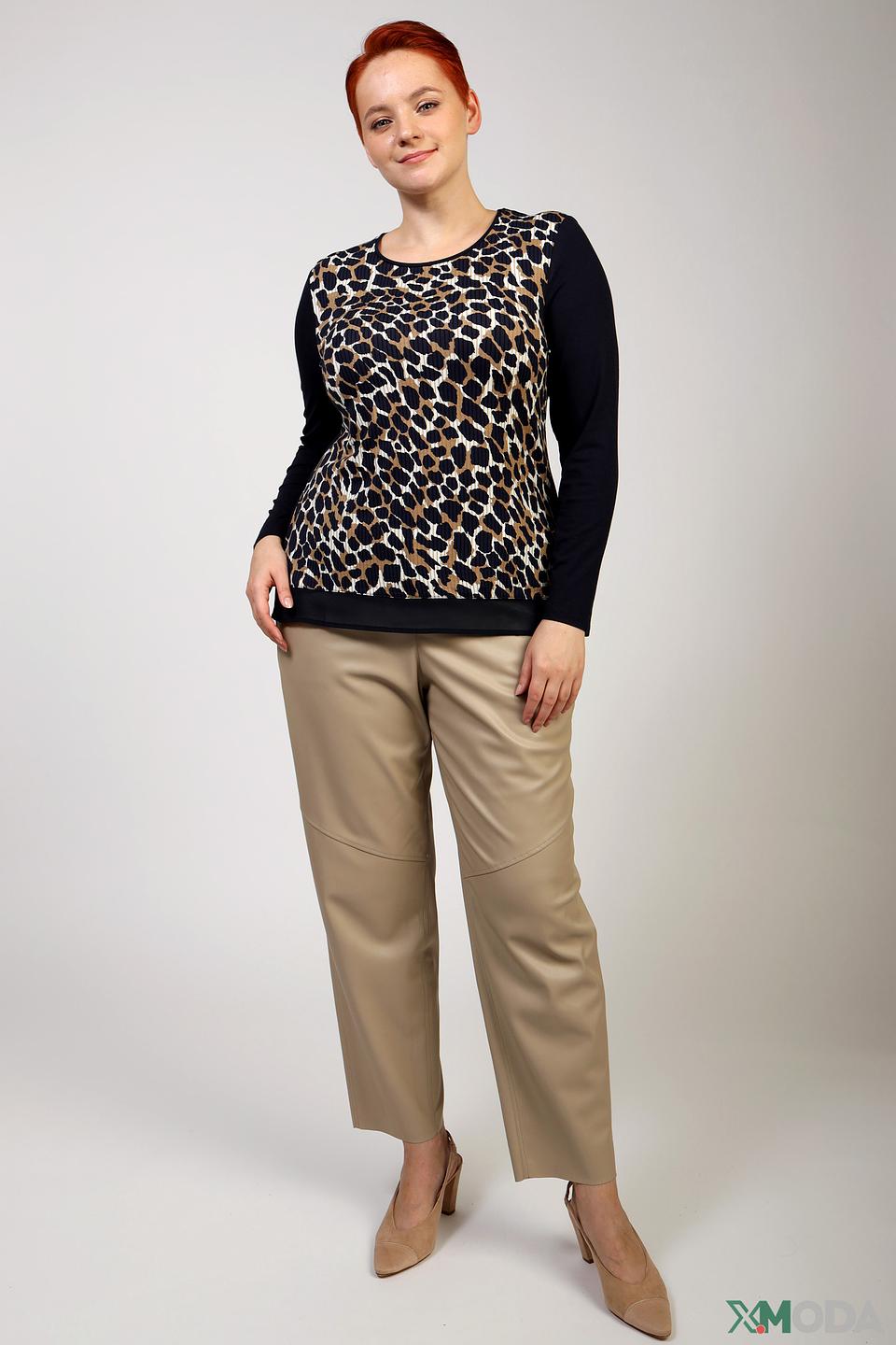 Лонгслив Lebek с леопардовым принтом