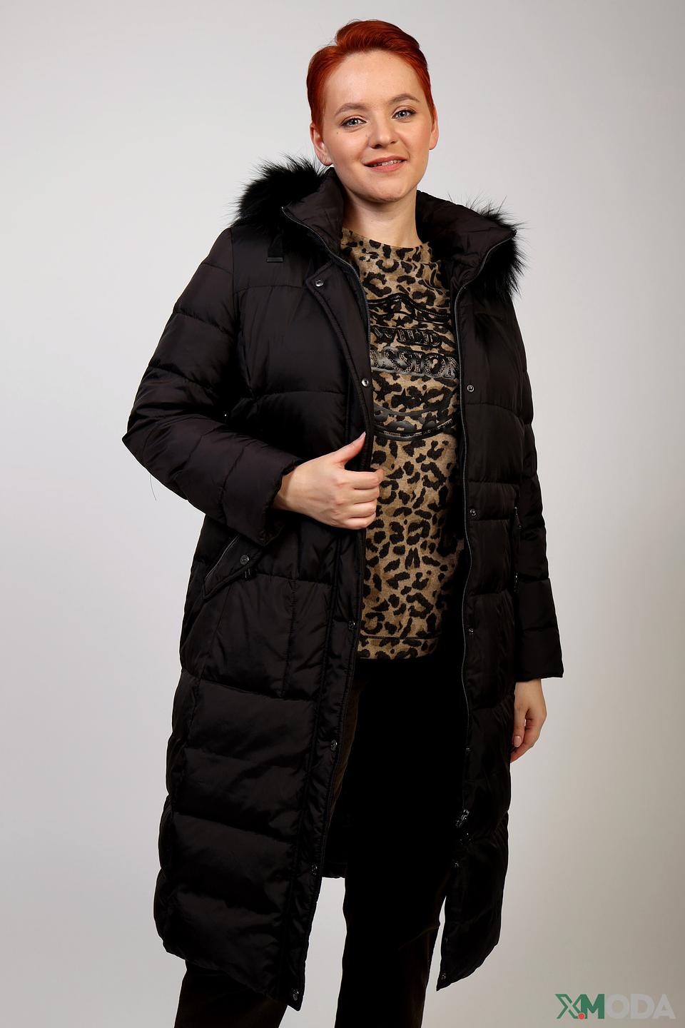 Пальто Lebek чёрное стеганое