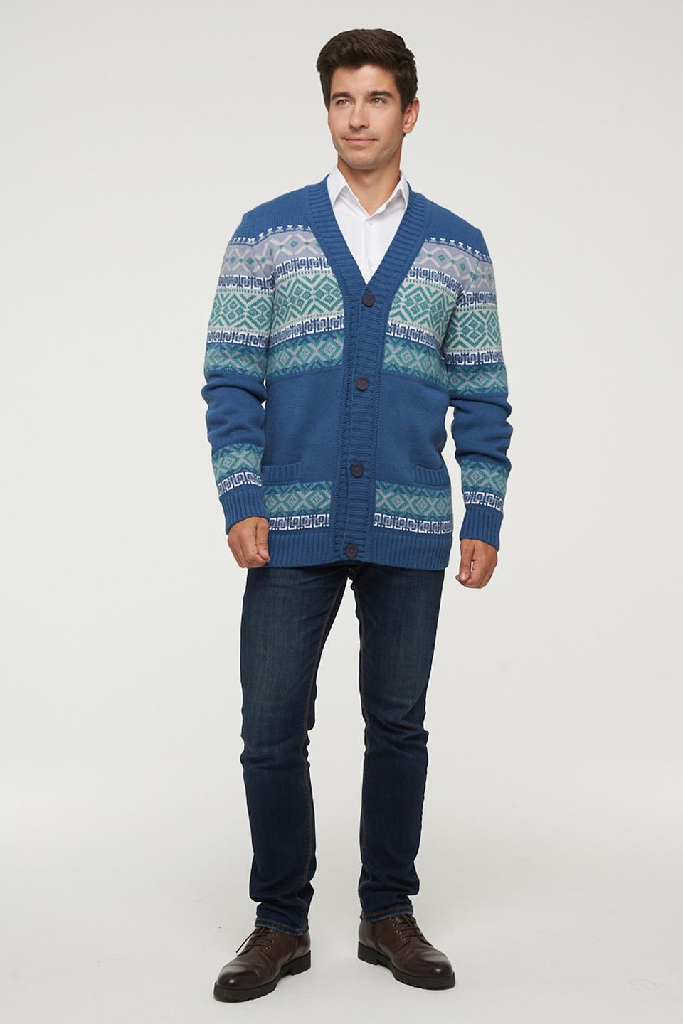 Кардиган VAY мужской с узором синий