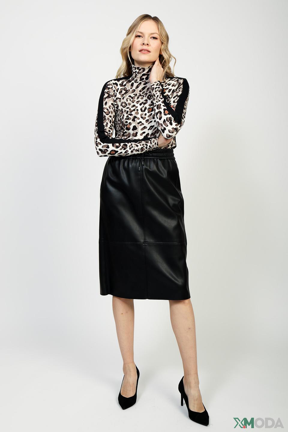 Юбка Marc Cain кожа чёрная