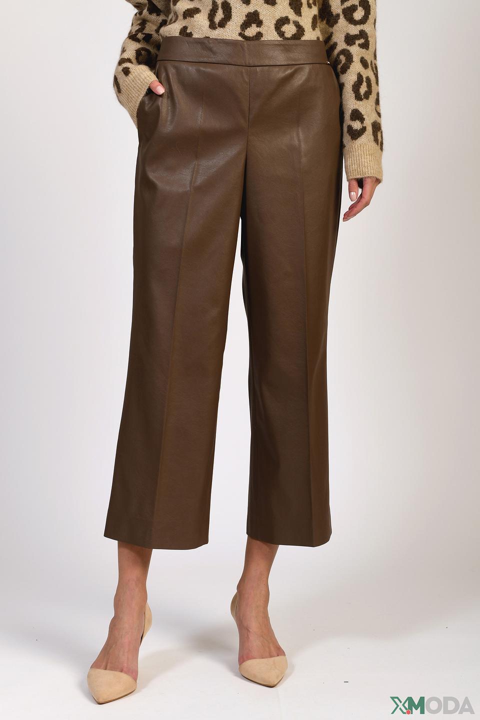 Брюки Cinque из экокожи коричневые