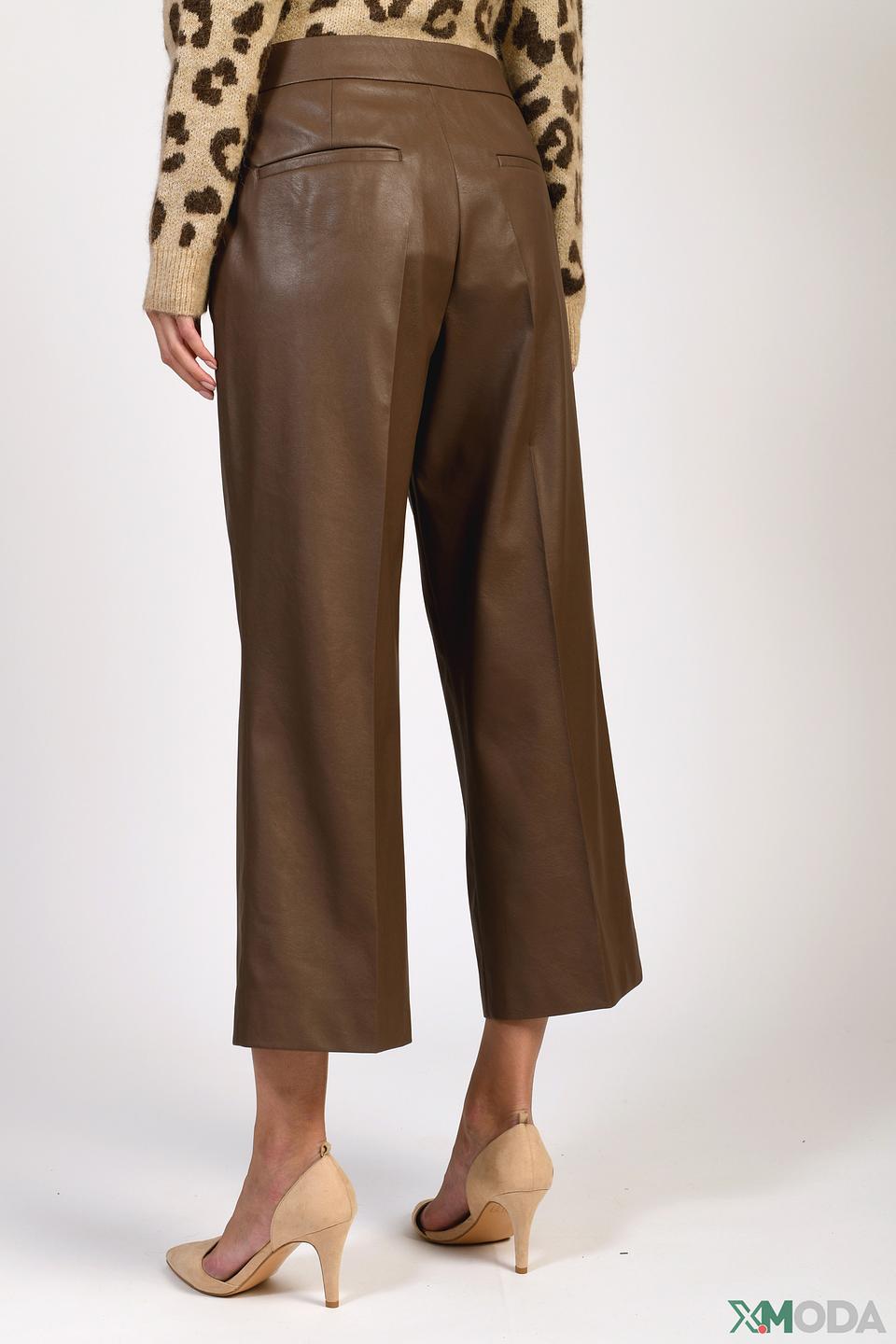 Брюки Cinque из экокожи коричневые