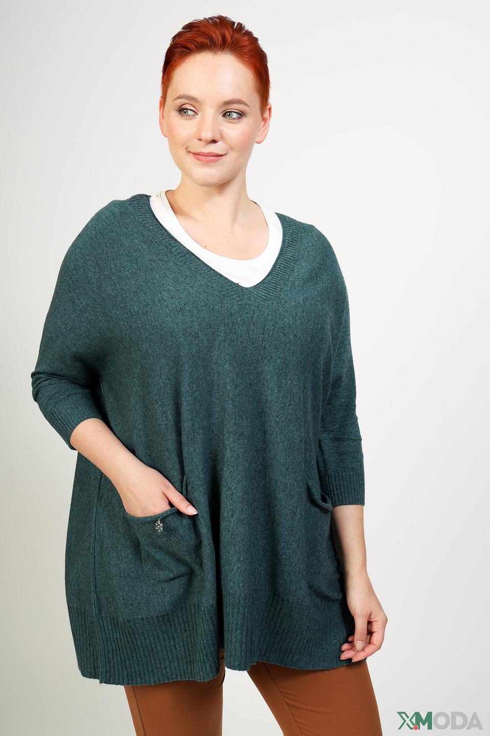 Пуловер Pezzo изумрудный оверсайз