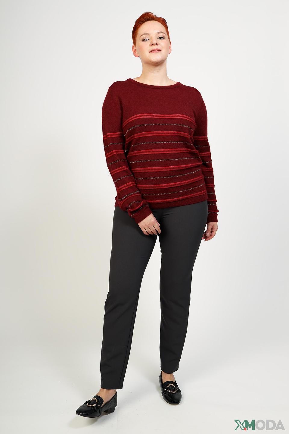 Пуловер Pezzo в полоску бордовый