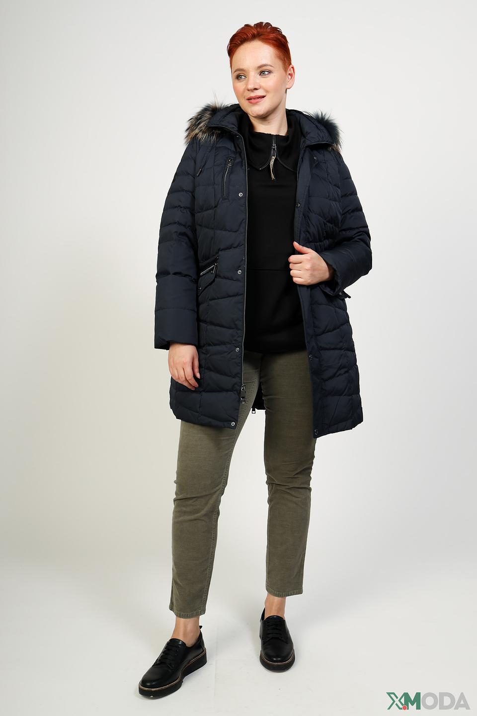 Куртка Lebek стеганая с мехом темно-синяя