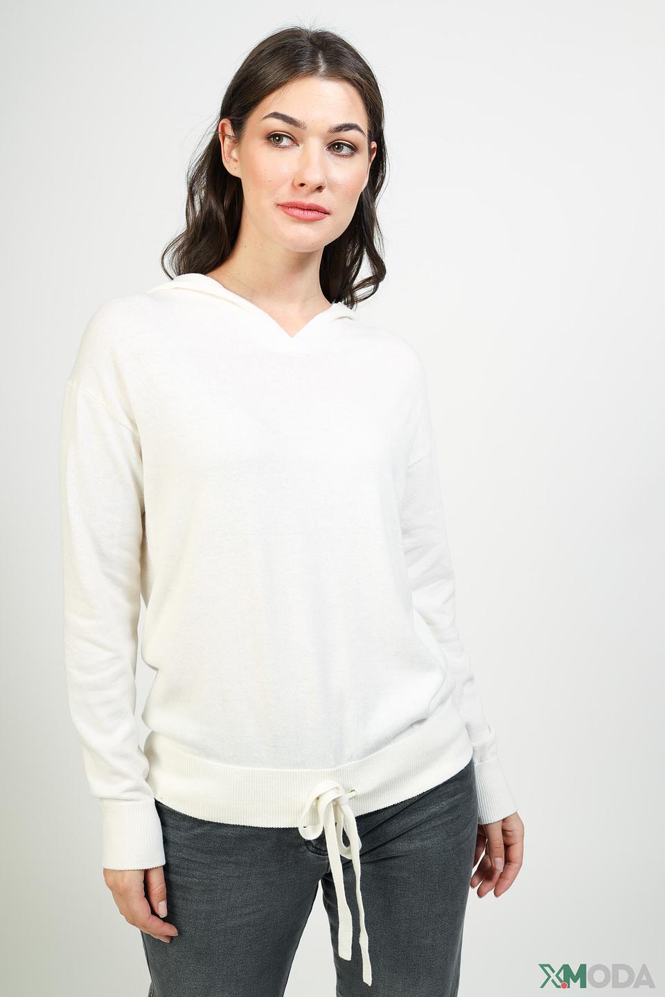 Пуловер Pezzo с капюшоном молочный