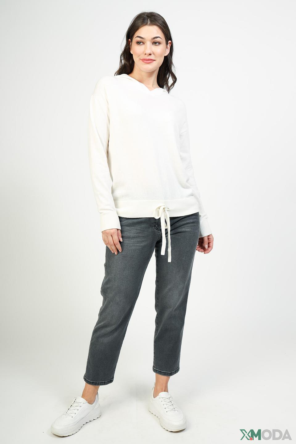 Пуловер Pezzo с капюшоном молочный