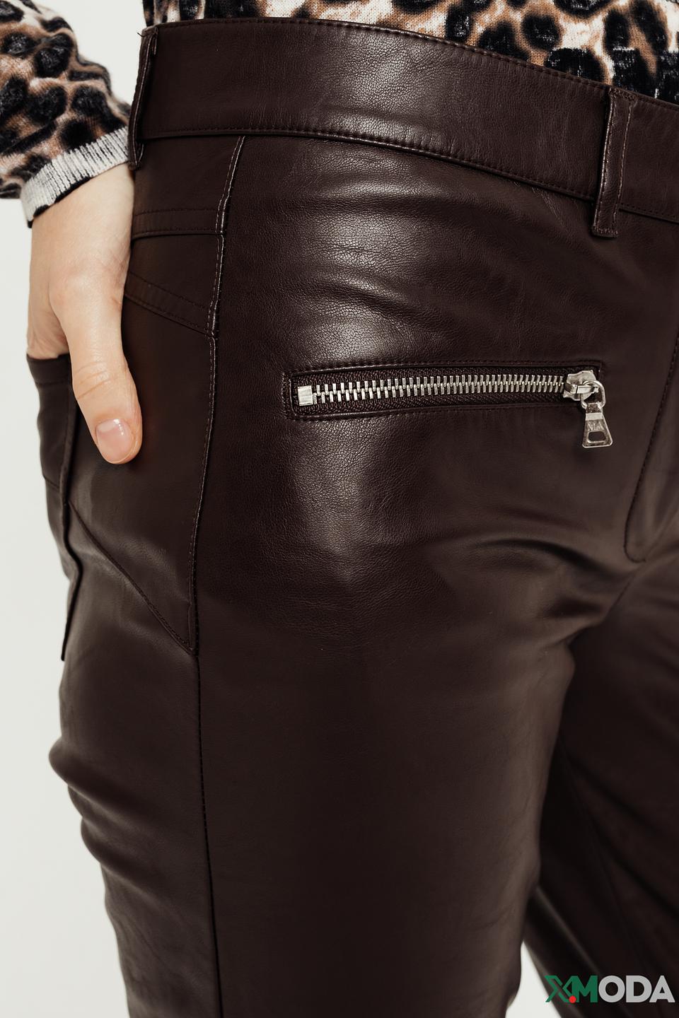 Брюки кожаные Marc Aurel коричневые