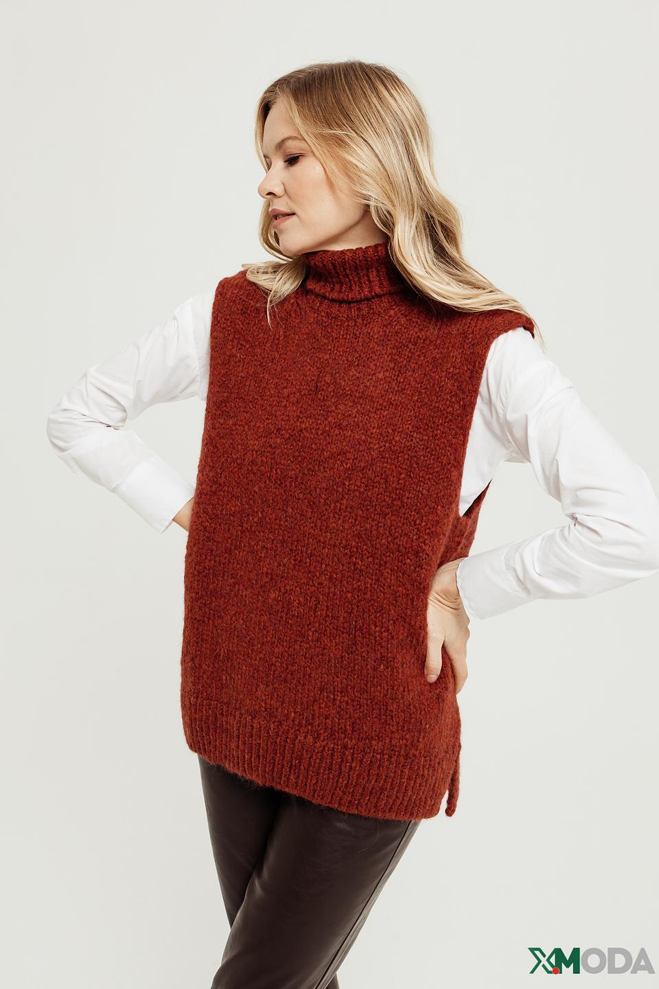 Жилет Comma рыжий вязаный