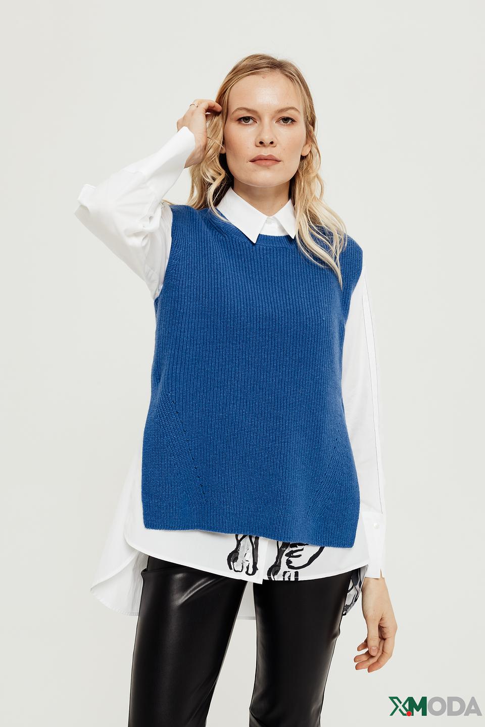 Жилет Oui вязаный синий