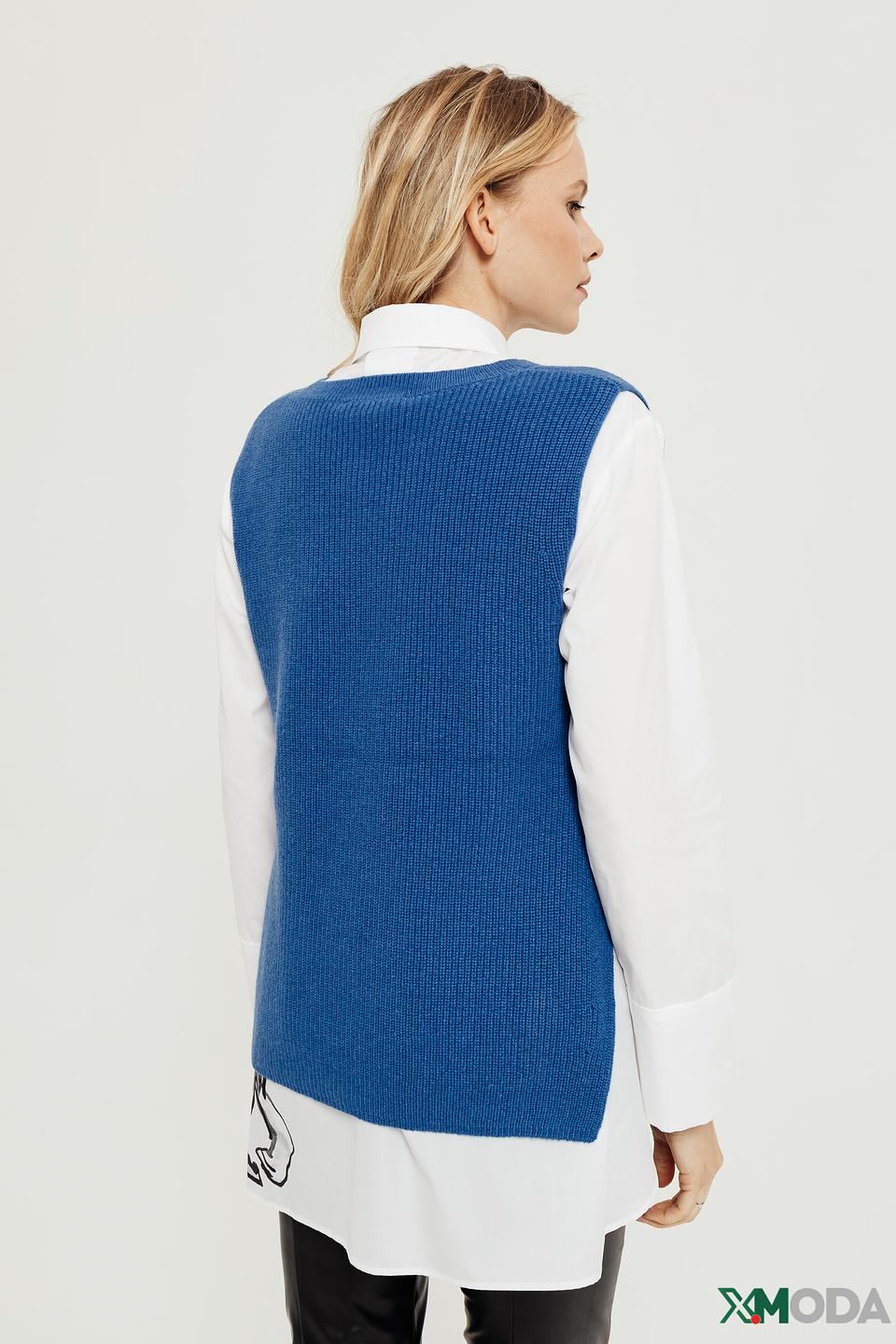 Жилет Oui вязаный синий