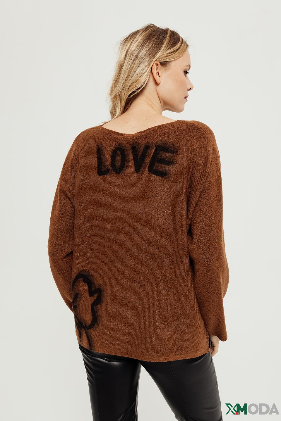 Пуловер Lecomte с принтом коричневый