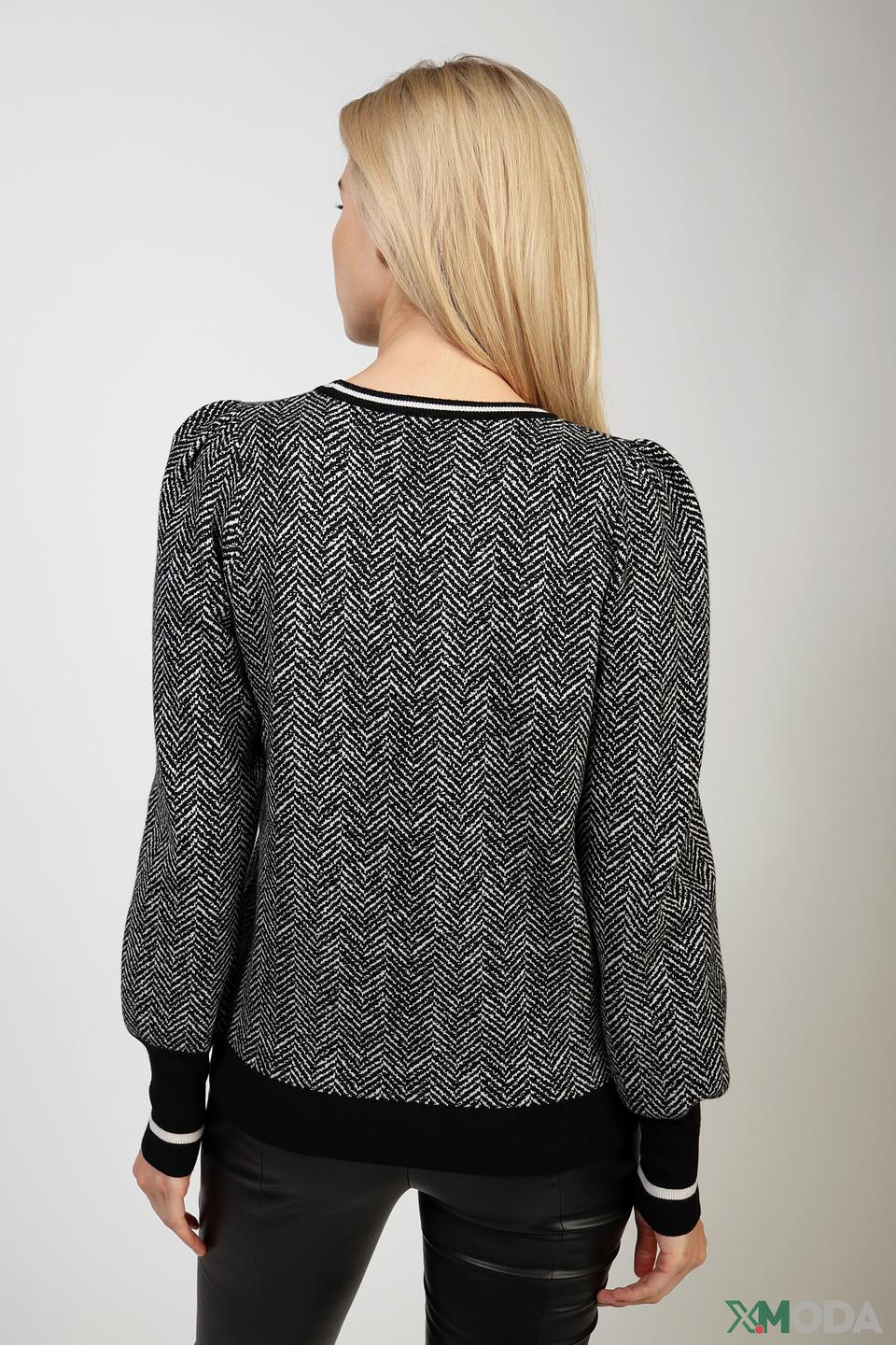 Пуловер Oui с узором "елочка" чёрный