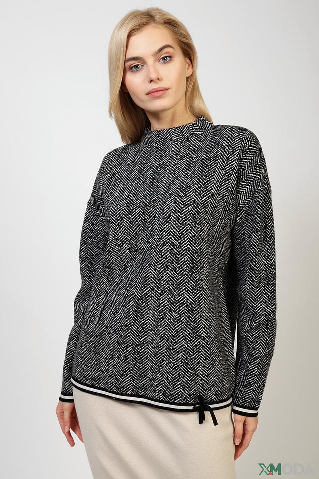 Пуловер Oui в ёлочку чёрный